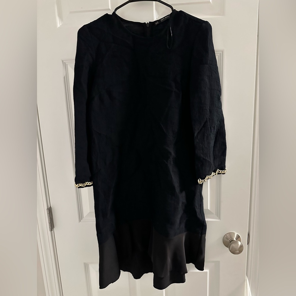 Zara Black Dress with Gold Accents